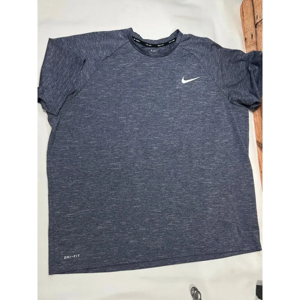 Nike Swim Gray Short Sleeve Shirt Size 2XL Upf 40